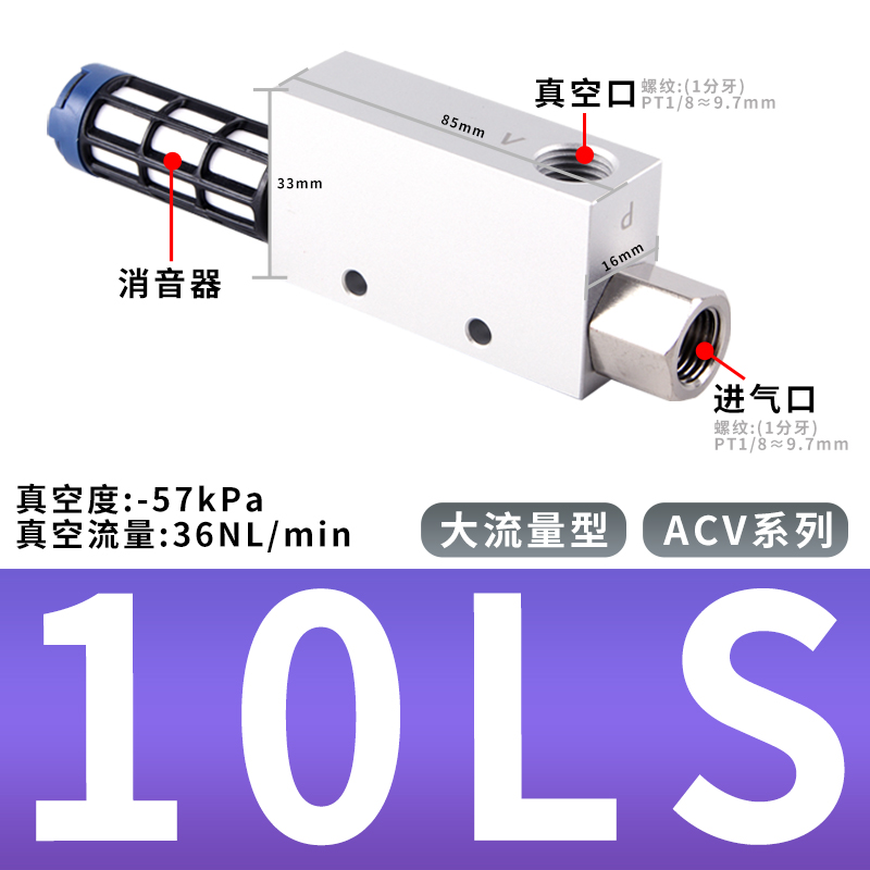 AIRBEST阿尔贝斯真空发生器大流量吸力ACV 05 10HS 15 20 25 30LS 产品关键词 阿尔贝斯负压真空发生器 真空发生器阿