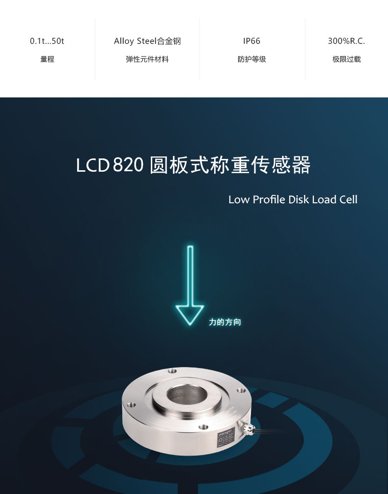 Lijing LCD820 Circular Plate Load Cell Pressure Sensor Customizable Through Axis Force Sensor