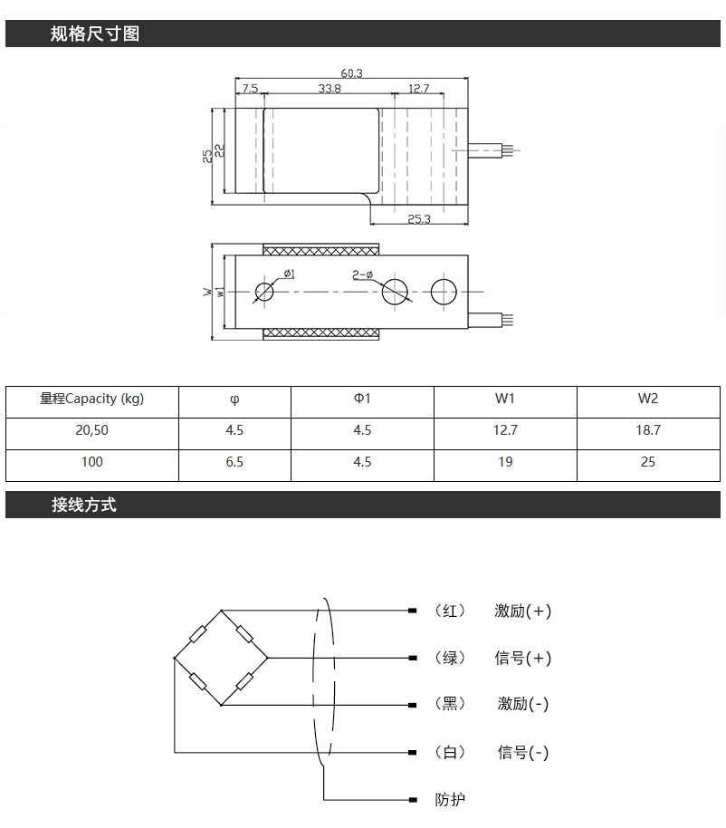 Lijing MBB cantilever beam sensor high-precision weighing and force measurement 20KG-100KG