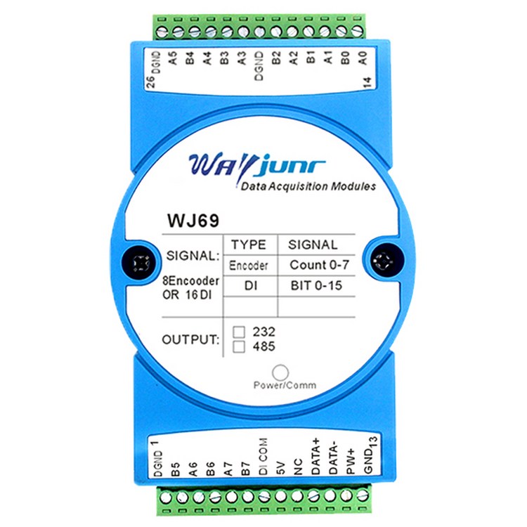 WJ69型水表脉冲计数器 16DI转RS485 120x70x43mm规格