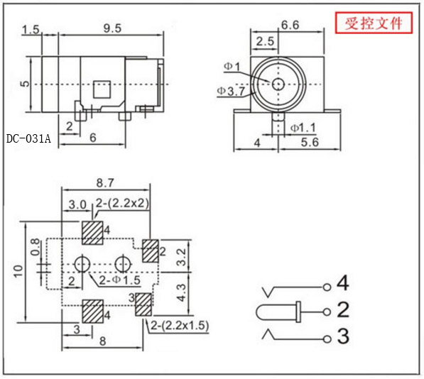 EK supply patch DC power socket SMT4 pin DC-031A 3.5X1.3 with positioning column DC female base