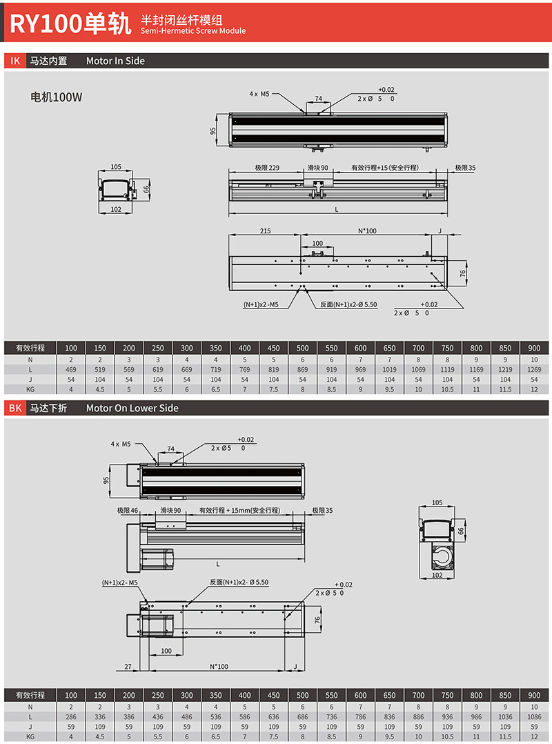 RYK Jiayi linear module XYZ three-axis sliding platform module semi enclosed screw module economic type