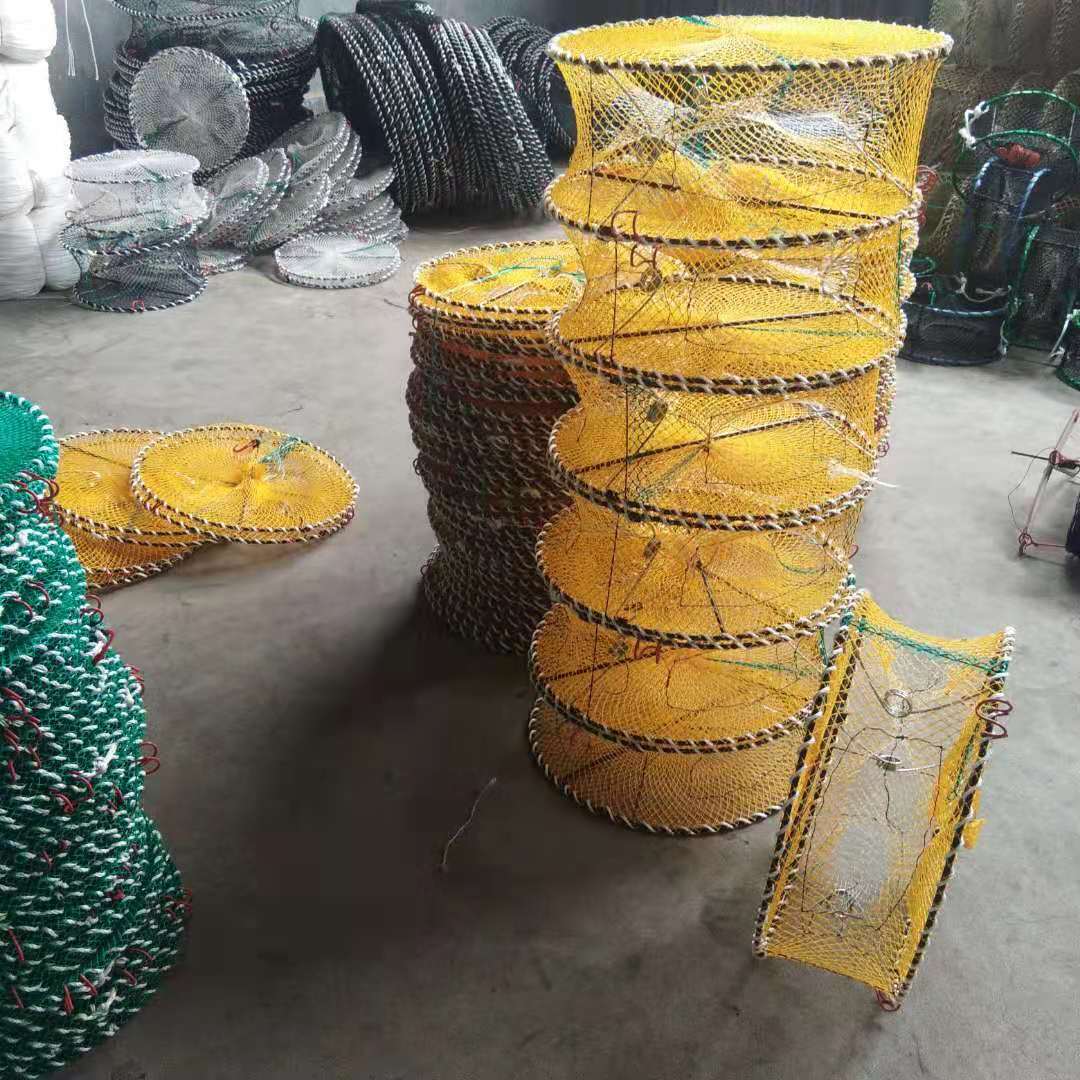 批发直径60折叠圆螃蟹笼捕鱼笼龙虾笼蟹网海用蟹子笼厂家生产