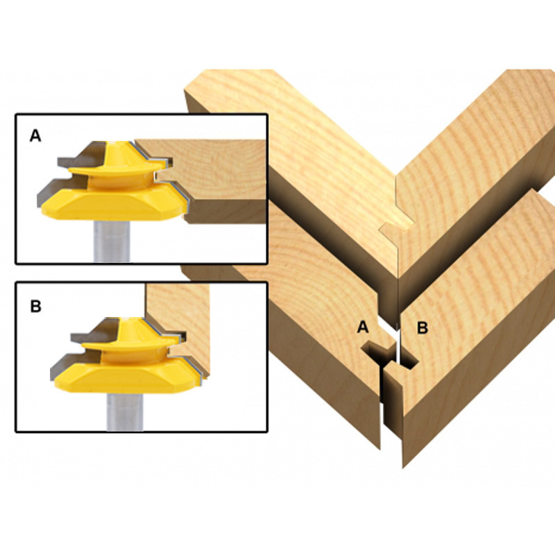 木工斜角榫合刀45度拼板刀高档木工铣刀1/2柄1/4柄线条刀直角刀