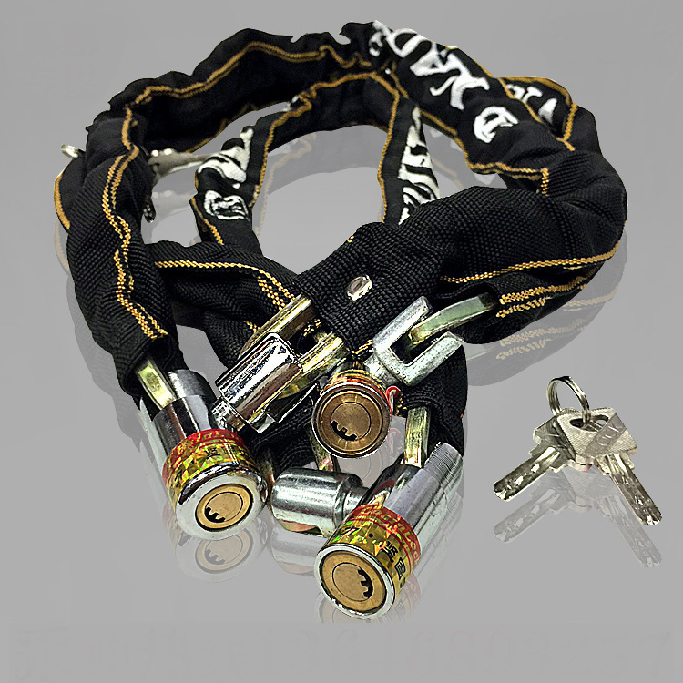 【产地货源布链锁】8*1.2链子锁 通用自行车锁链条锁 铁链锁厂家