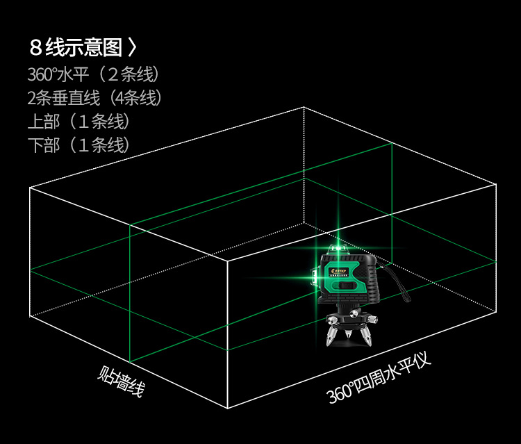 红外线水平仪绿光高精度自动打线12线十二线强光激光投线仪贴墙仪