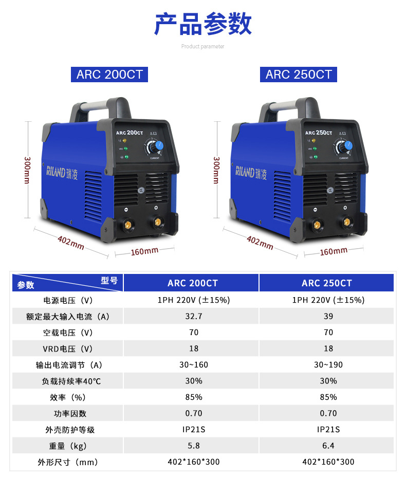 瑞凌電焊機arc200ct250ct純銅輕工業款家用逆變直流電焊機220v