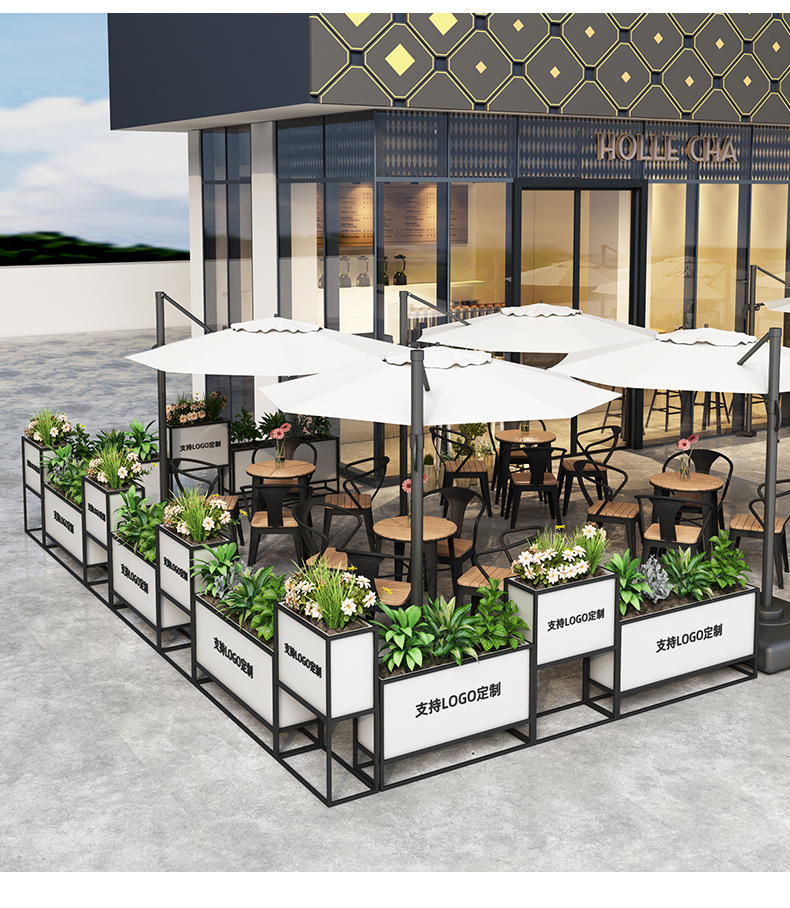 现代简约户外花箱 商场广场外围布景花架 餐厅咖啡厅外摆绿植花槽