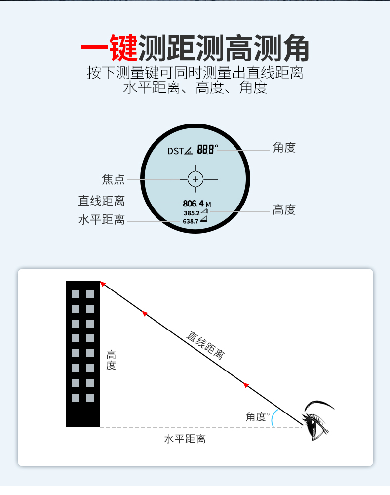 艾沃斯户外激光测距仪望远镜高精度室外手持电子红外线距离测量仪