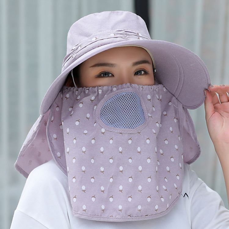 遮阳帽女防晒帽子夏季大沿骑电动车遮脸紫外线采茶凉帽干活太阳帽