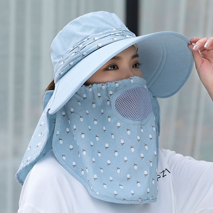遮阳帽女防晒帽子夏季大沿骑电动车遮脸紫外线采茶凉帽干活太阳帽