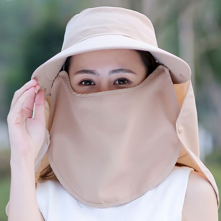 遮阳帽女防晒帽子夏季大沿骑电动车遮脸紫外线采茶凉帽干活太阳帽