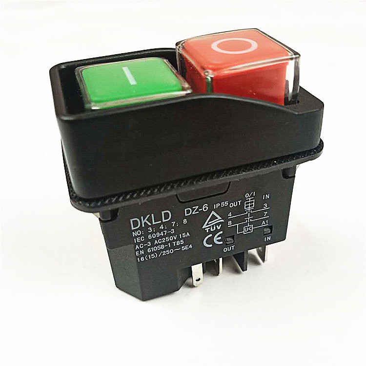 小型搅拌机红绿开关dkld防水开关五脚电磁开关dz-6启动停止按钮