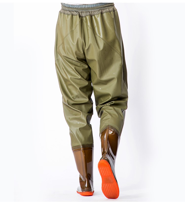 加厚半身下水裤捕鱼雨裤男连体全身下水齐腰防水衩裤耐磨钓鱼雨鞋