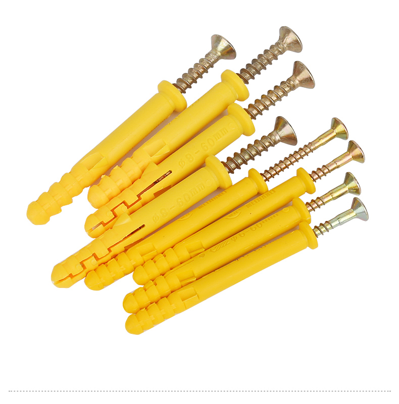 小黄鱼塑料膨胀管螺丝胶塞罗栓胶粒涨塞自攻螺丝套装6/8/10/12mm