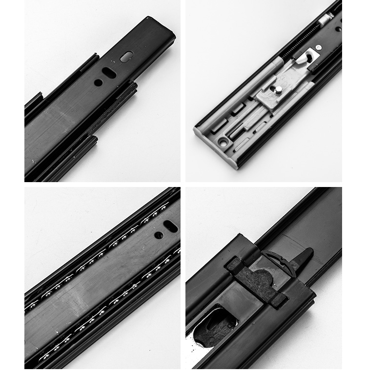 不锈钢抽屉轨道阻尼缓冲静音三节轨橱柜滑轨厨柜跑道五金导轨滑道