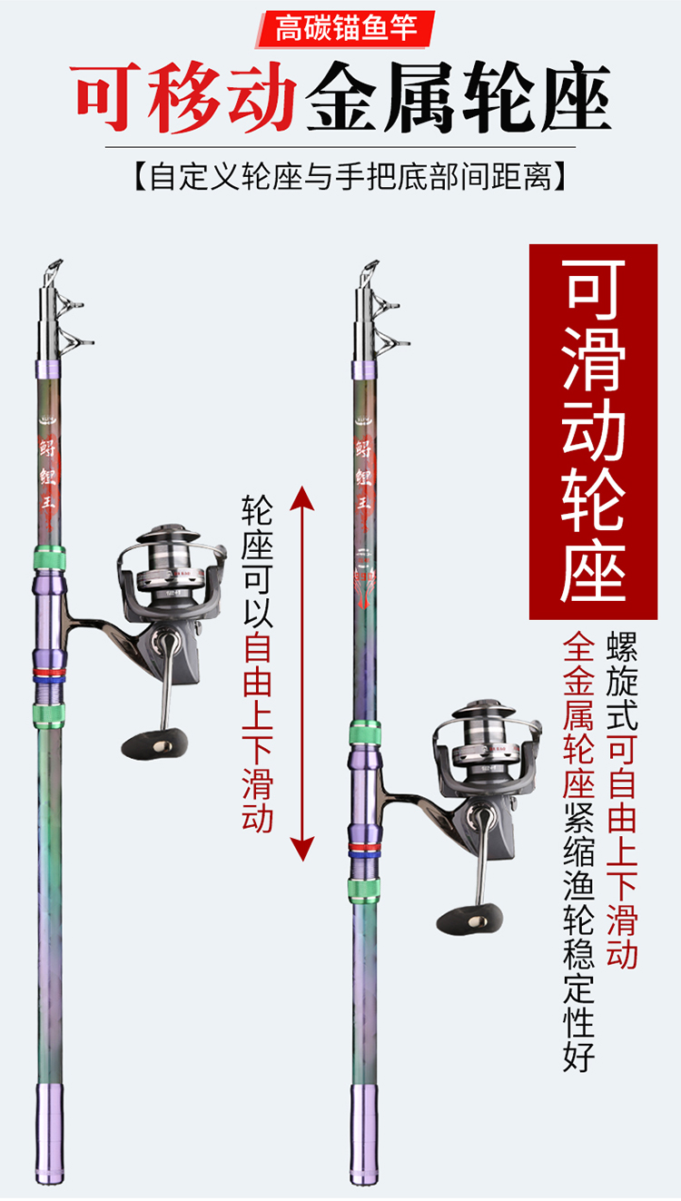 可视锚鱼竿锚杆套装专业锚鱼竿锚竿全套超硬超轻巨物专用远投挂鱼