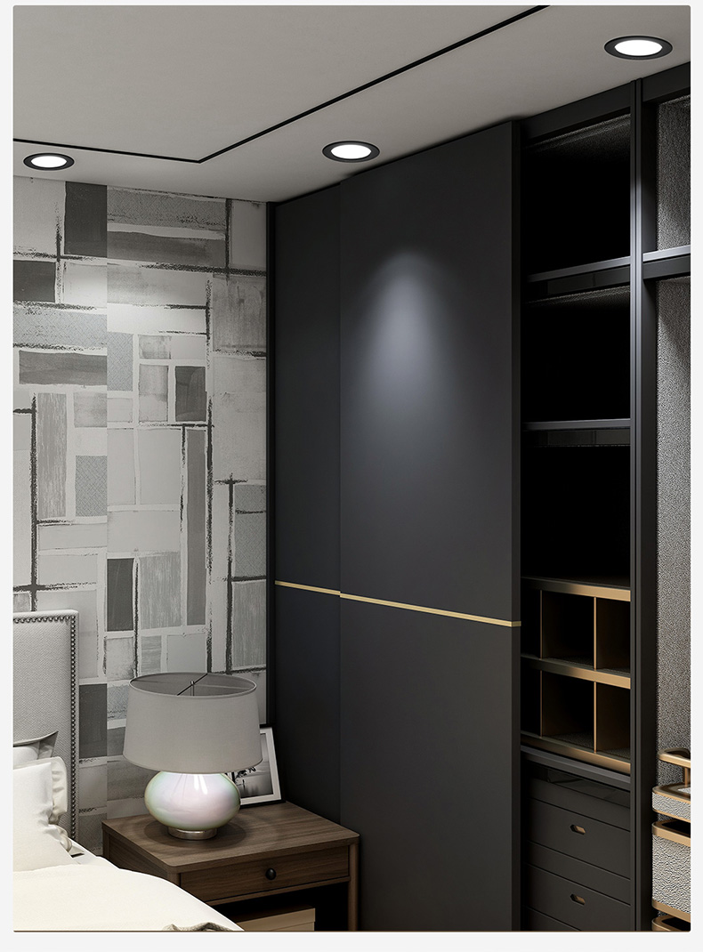 欧普led筒灯三色变光3w5w7瓦嵌入式家用吊顶灯黑色金边7.5cm孔灯