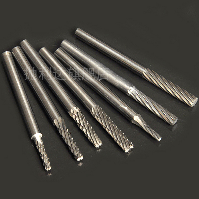 铣孔钻头微型铣刀金属开槽钻头钨钢旋转锉小电磨不锈钢打磨头3mm
