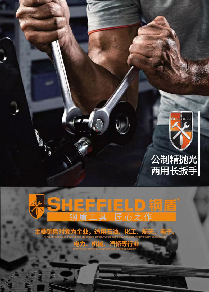 钢盾两用扳手工具大全 梅花/开口10mm汽修叉口加长板手双头呆扳子