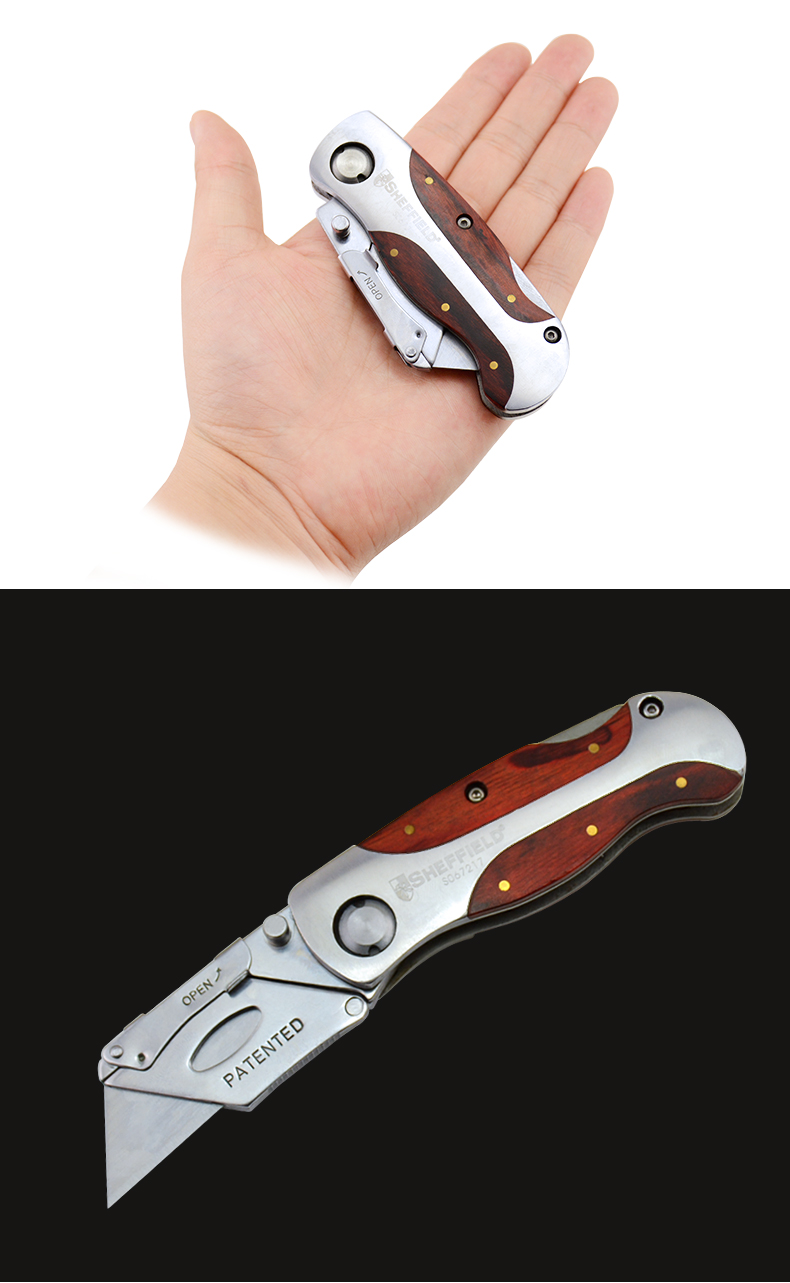 钢盾s067217重型美工刀不锈钢折叠刀大号壁纸刀电工刀送30枚刀片