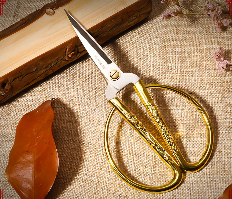 三木金剪刀家用龙凤不锈钢大剪刀剪彩结婚婚礼复古工业开业金剪刀