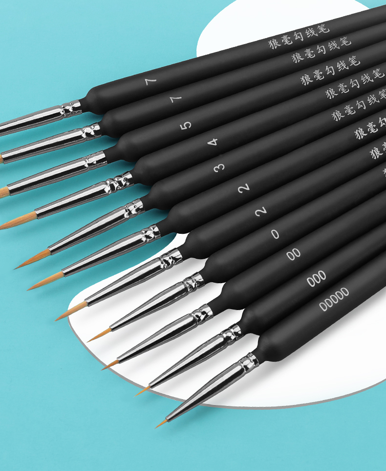 狼毫极细勾线笔软头描边工笔绘画国画颜料丙烯油画水粉水彩面相笔