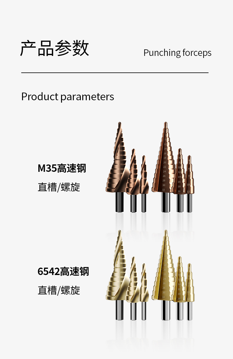 宝塔钻头打孔钻铁不锈钢专用塔型锥形扩孔神器大全阶梯开孔器金属