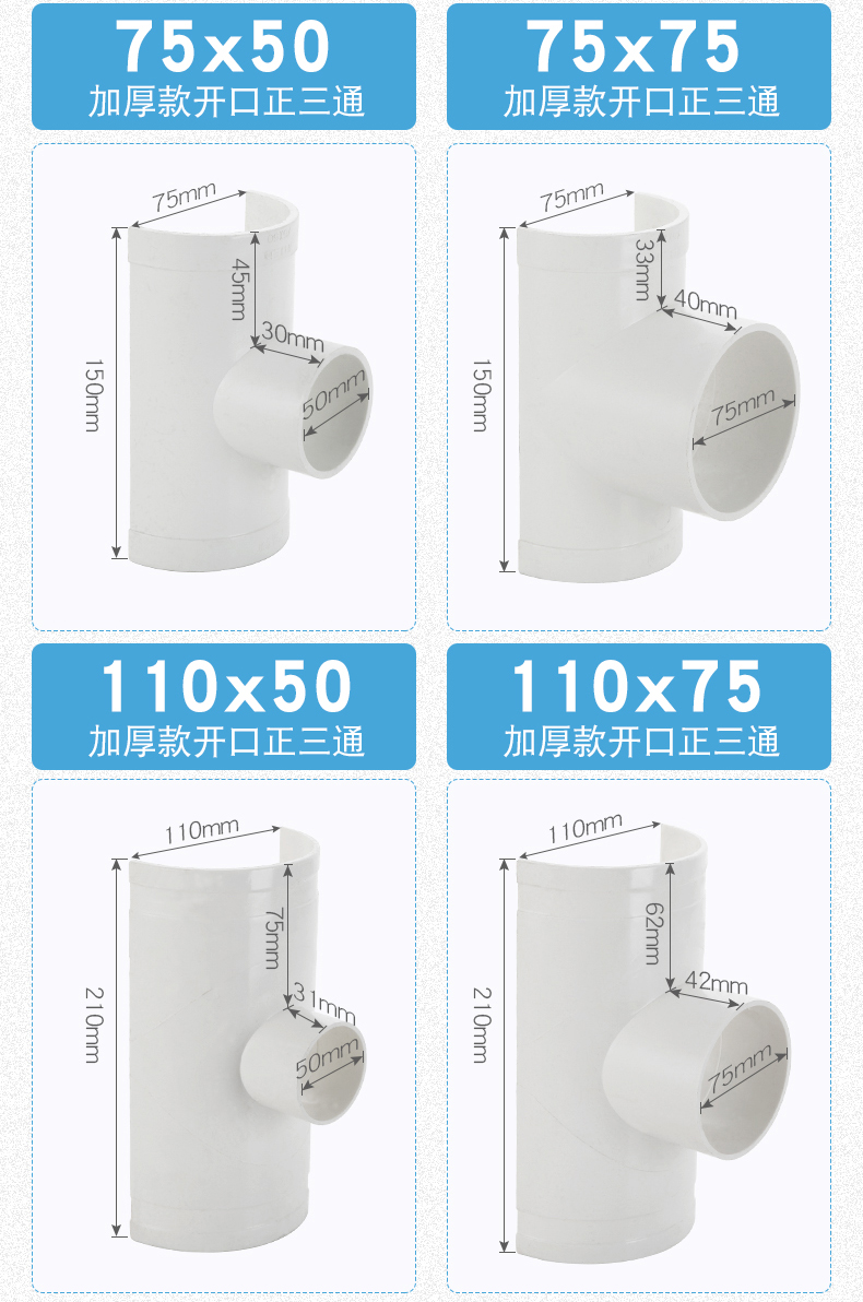 110变50三通种类图片