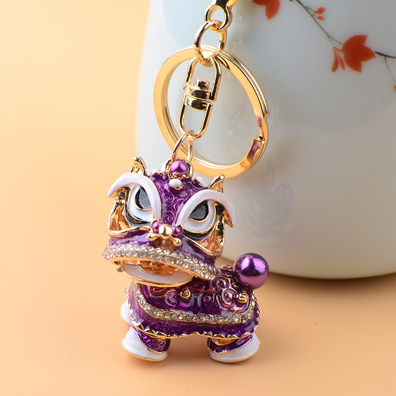 中国风醒狮挂件舞狮钥匙扣男个性创意吊坠小狮子挂饰包包饰品可爱