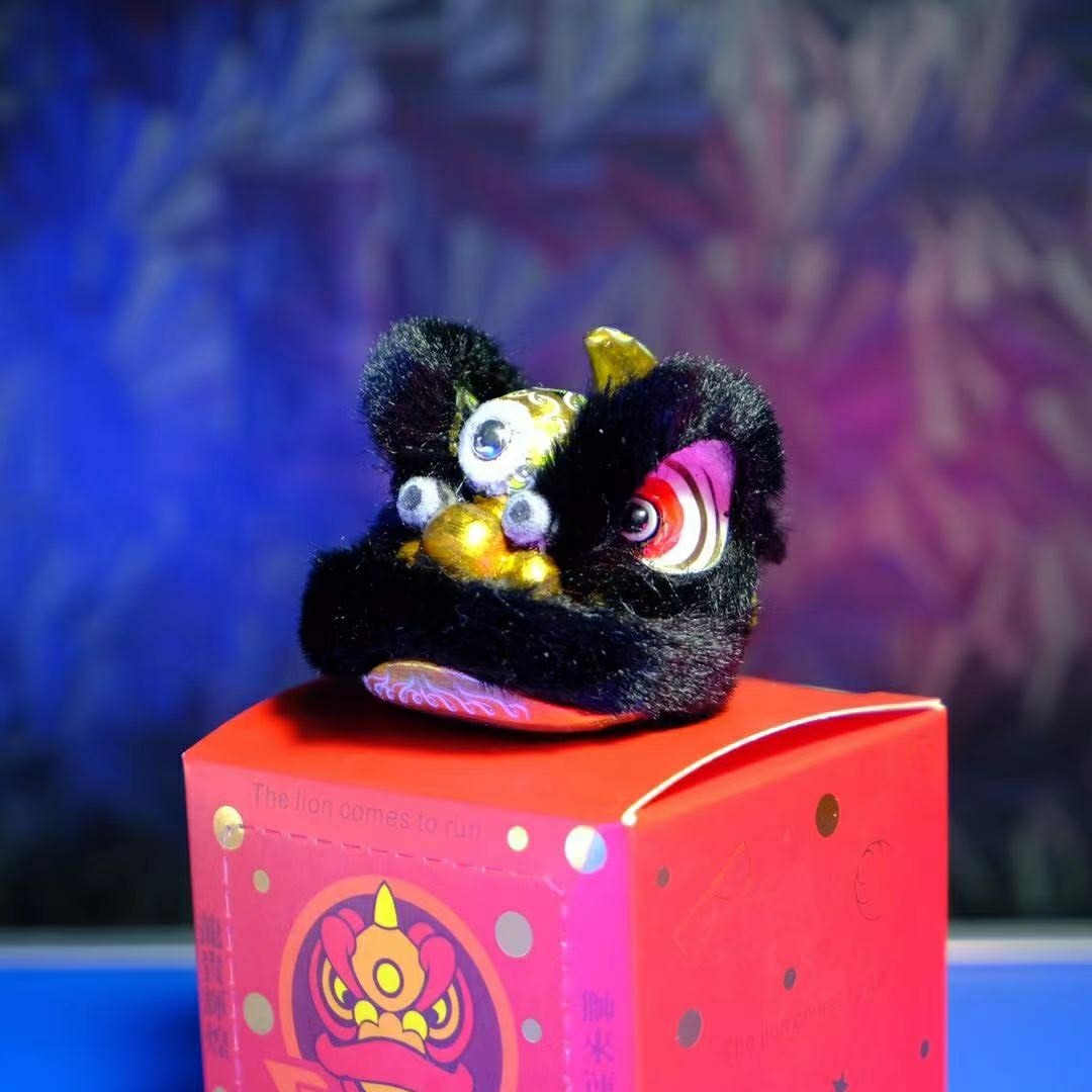 buhu车摆件醒狮龙狮钥匙挂饰扣原创舞狮国潮可爱手工礼品包包挂件