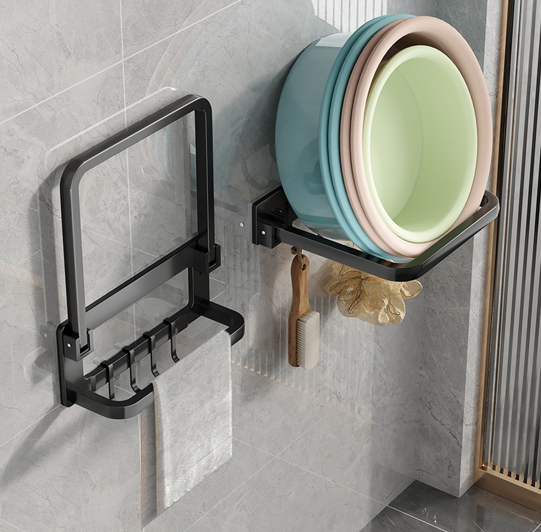 脸盆收纳架卫生间壁挂浴室免打孔盆架家用放盆子洗手间厕所置物架