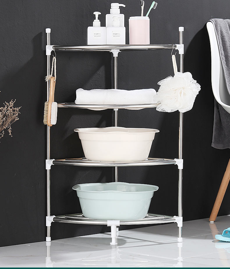 不锈钢脸盆架子卫生间置物架落地式多层三角架厕所放面盆收纳神器