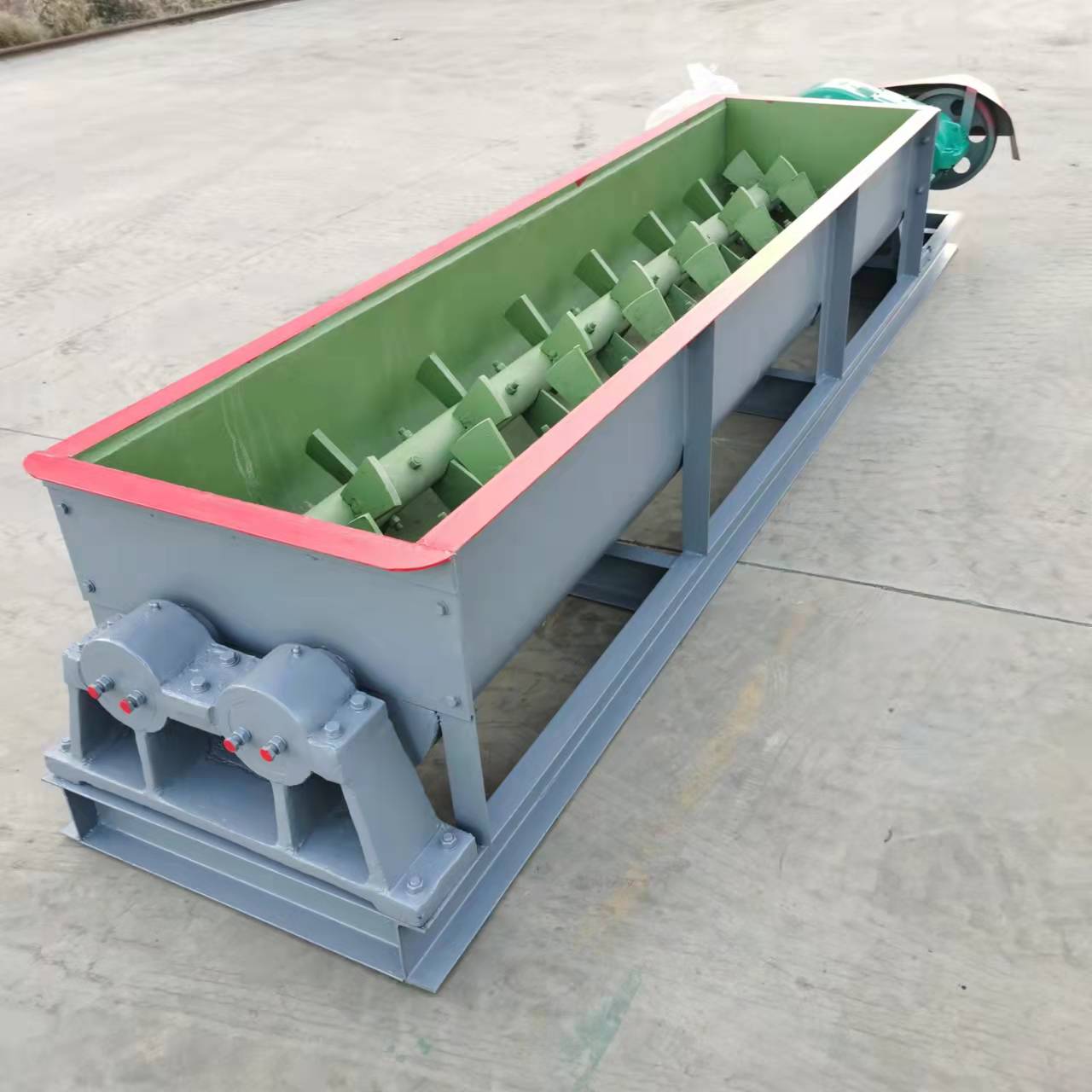 Coal slurry horizontal double shaft dry and wet material mixer automatic humidification fly ash double screw mixing machine