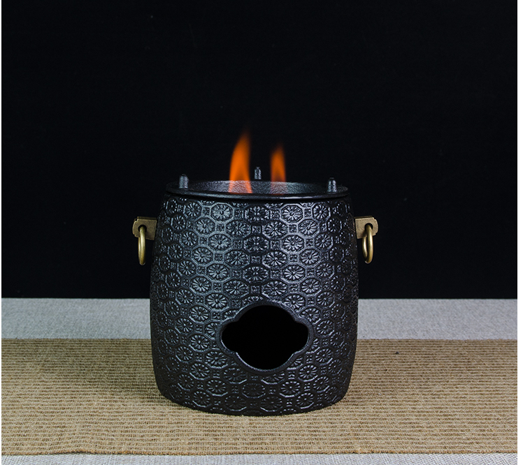 龙玄堂菊花纹风炉日式铁壶铸铁炉木炭炉酒精炉煮茶便携户外茶炉