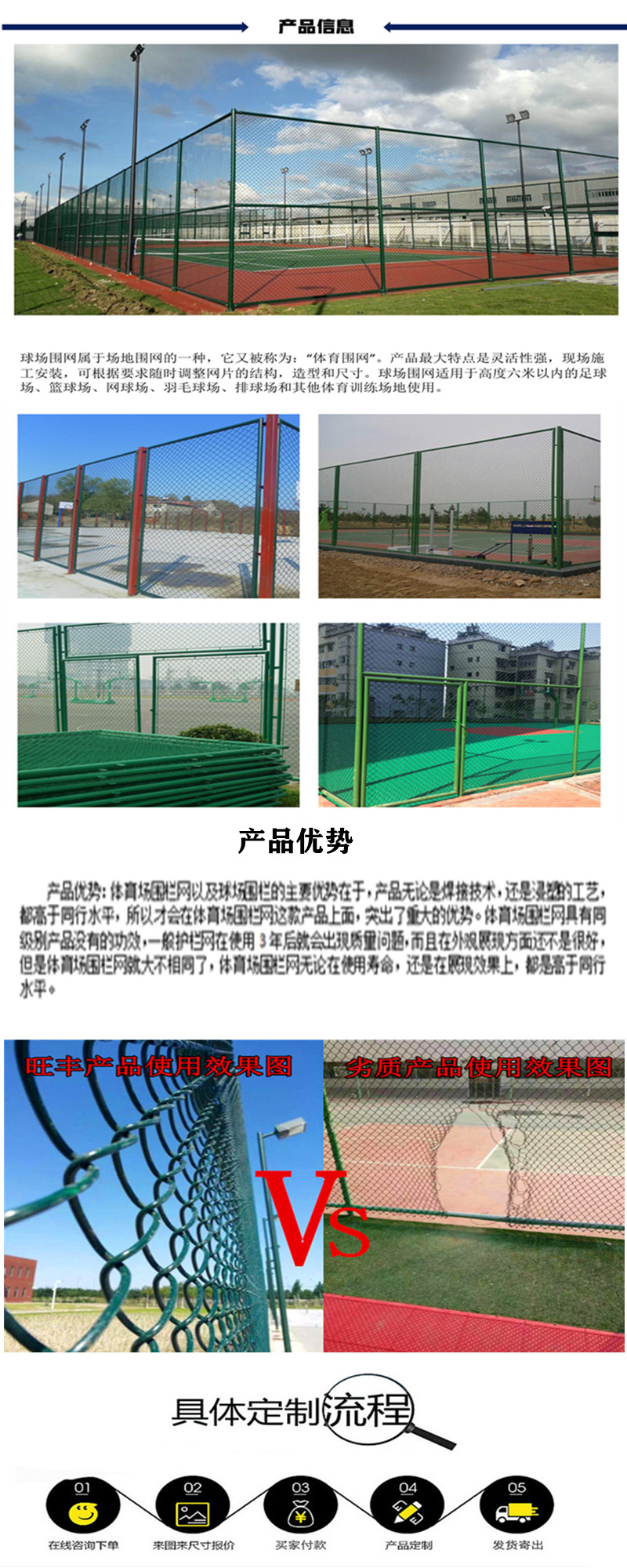 Indoor cage style football field, fence, school playground, spray painted flower shaped guardrail, sports field, dipped plastic frame protective fence