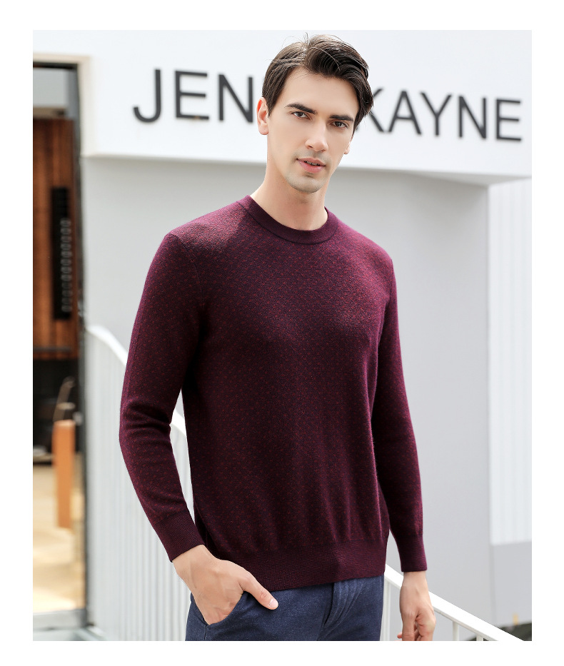 Autumn and Winter New Men's Round Neck 100 Pure Cashmere Sweater Warm Long Sleeve Thickened Bottom Business Top for Men