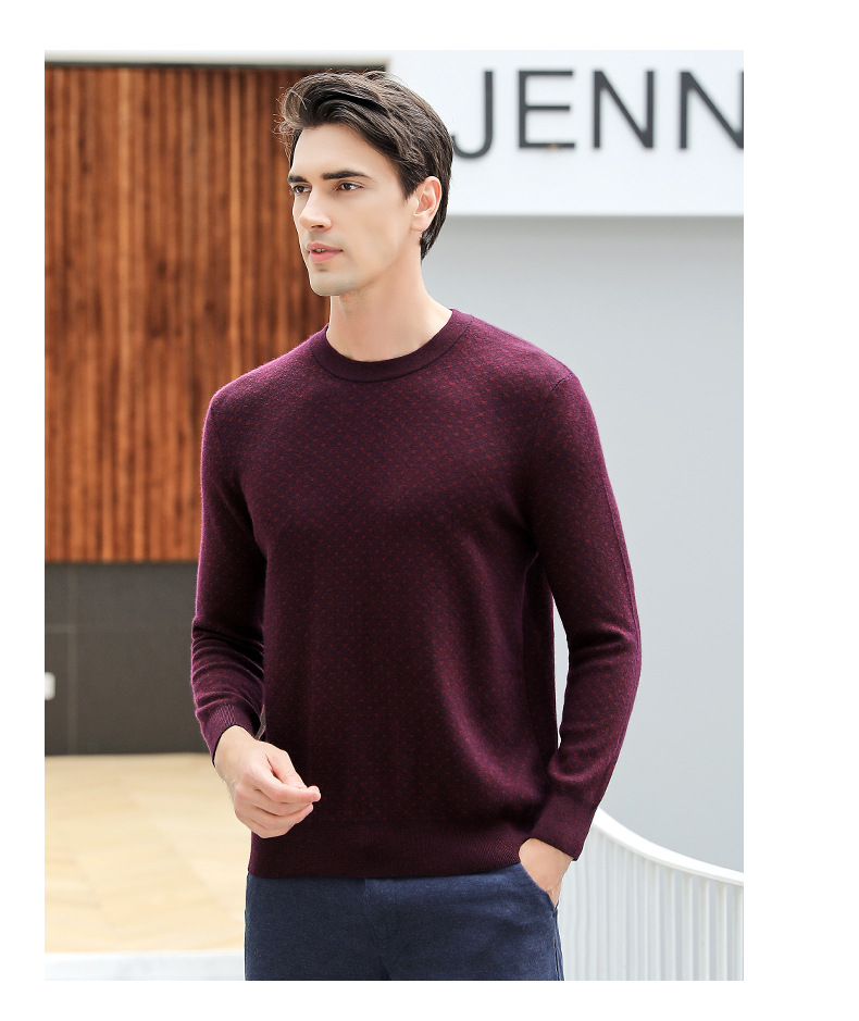 Autumn and Winter New Men's Round Neck 100 Pure Cashmere Sweater Warm Long Sleeve Thickened Bottom Business Top for Men