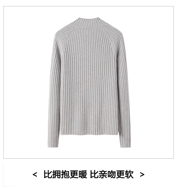 2021 Autumn/Winter New 100 Pure Cashmere Sweater Women's Half High Collar Thickened Twisted Flower Woolen Sweater Slim Fit Pullover Sweater