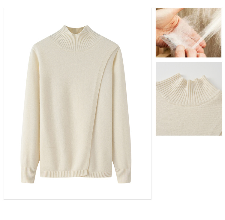 Dongxiao Knitwear Women's Loose and Lazy Pullover Pure Cashmere Sweater Cashmere 2021 Early Autumn Half High Neck Thickened Sweater