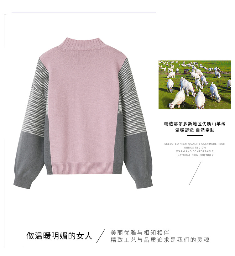 Cashmere sweater for women, 100 pure cashmere, half high neck, thickened Japanese style sweater, loose and lazy, fashionable and stylish, woolen sweater