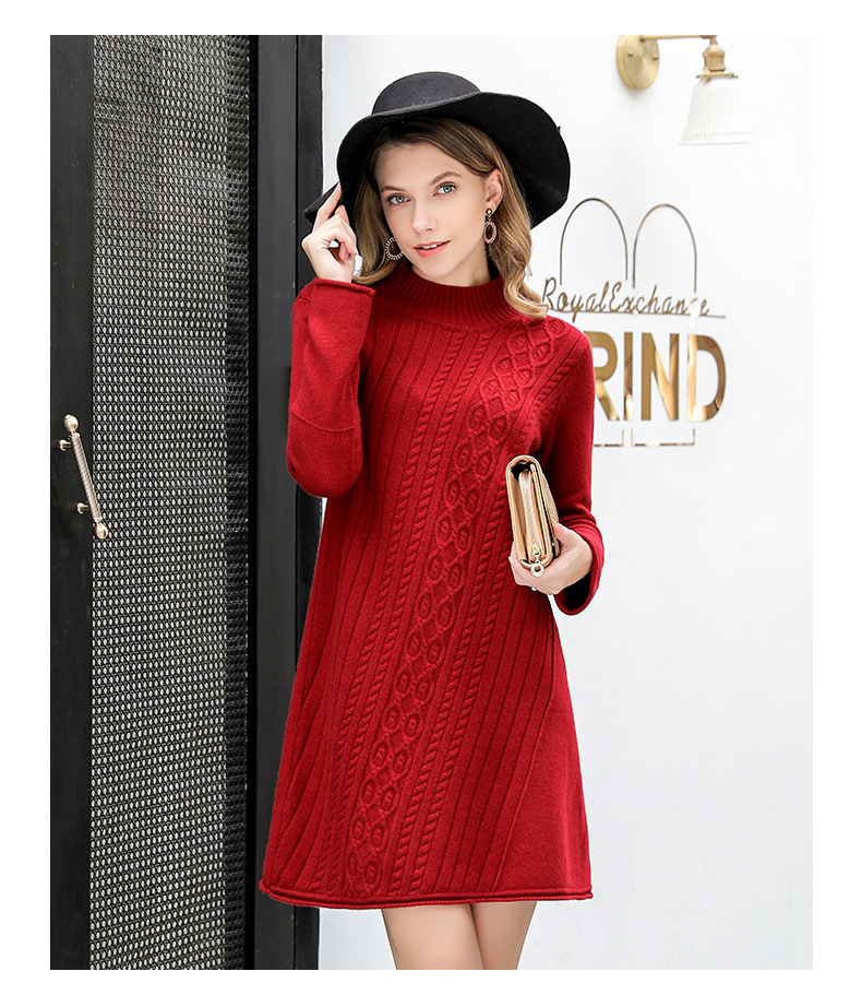 2021 Autumn New Women's Pure Cashmere Sweater European and American Pullover Cashmere Sweater Medium Long A-line Thickened Sweater