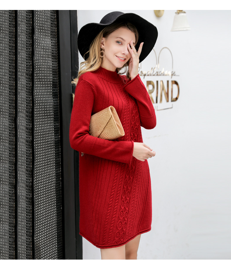 2021 Autumn New Women's Pure Cashmere Sweater European and American Pullover Cashmere Sweater Medium Long A-line Thickened Sweater