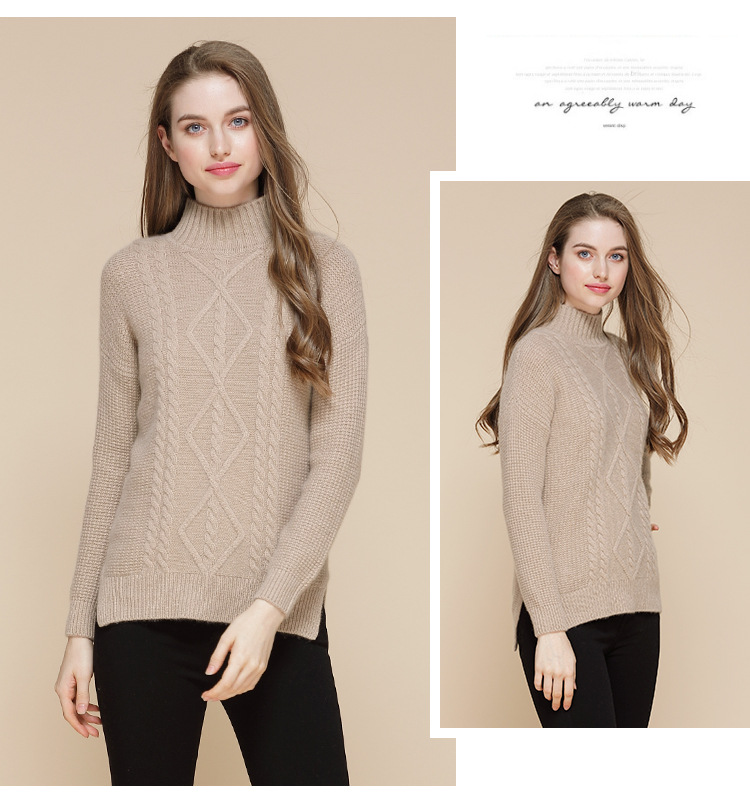 Winter New Cashmere Sweater Women's 100 Pure Cashmere Sweater Thickened Medium Length Casual Twisted Flower Autumn and Winter Sweater Women