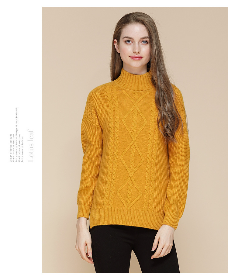 Winter New Cashmere Sweater Women's 100 Pure Cashmere Sweater Thickened Medium Length Casual Twisted Flower Autumn and Winter Sweater Women