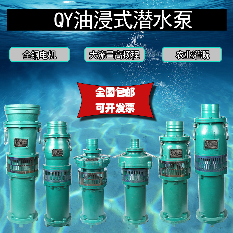 上海QY油浸式潜水泵380V农用灌溉高扬程大流量人民抽水机三相深井