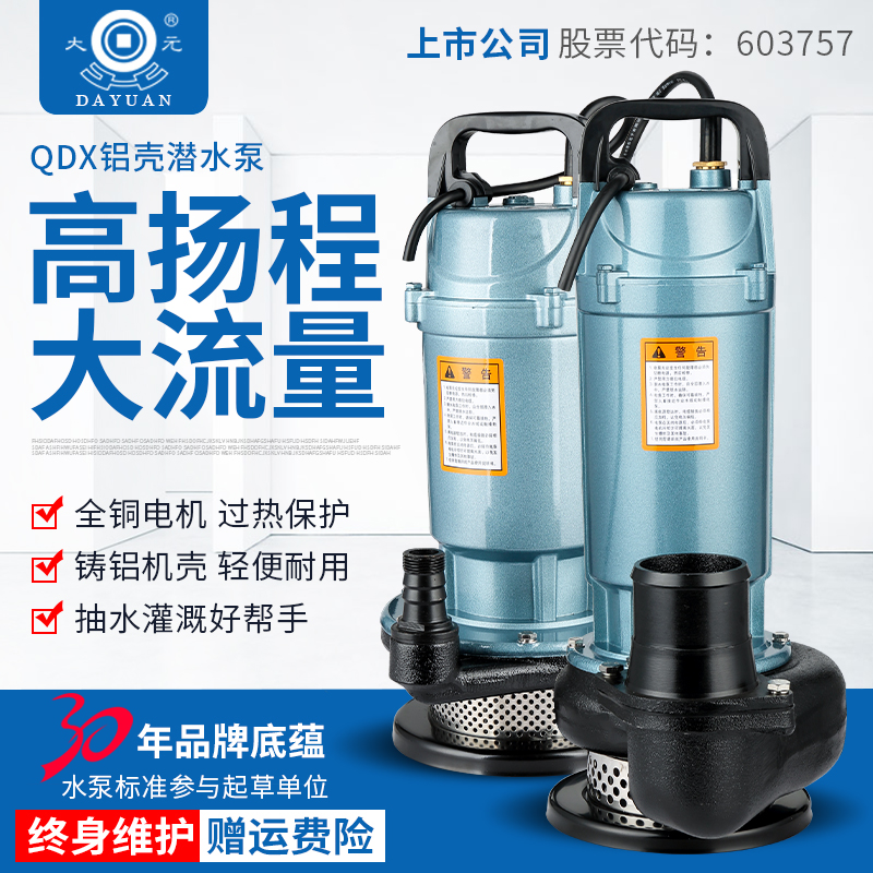大元水泵高扬程QDX220V单相电工业潜水泵家用农用高压灌溉抽水泵