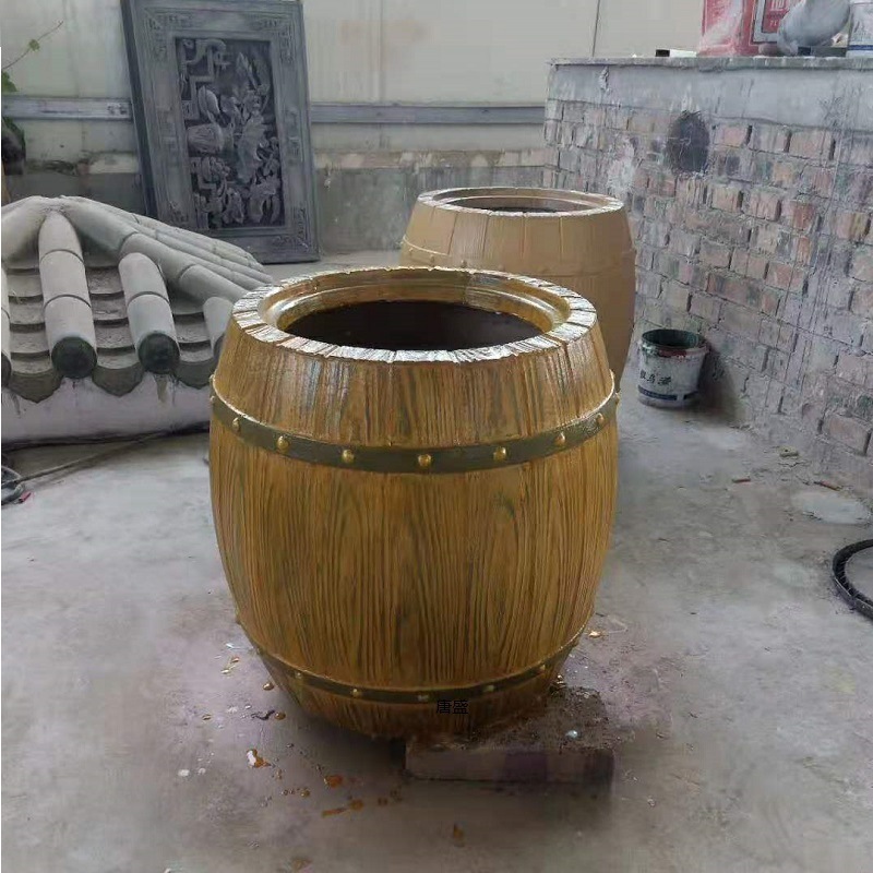 生态公园混凝土仿木花桶园林景观种植花箱植物园圆形水泥花钵