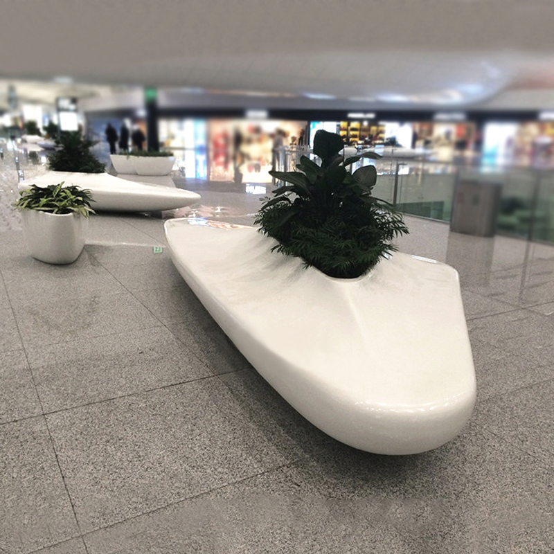 机场大厅玻璃钢花盆座椅商业中心花池景观座椅等候区休息公共座椅