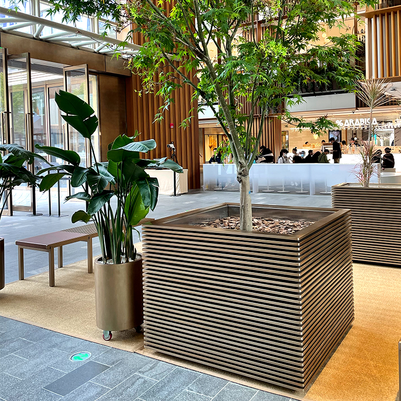 迎宾大厅大型铝合金景观花池定制不锈钢花箱组合售楼部大号花槽